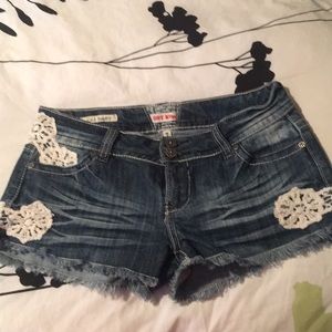 Jean shorts with crochet detailing